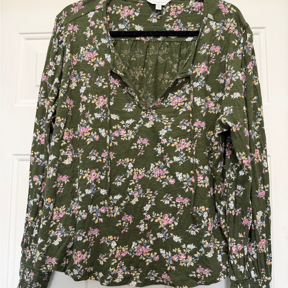 Lucky Brand Floral Green Blouse